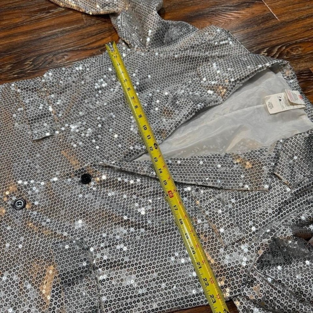Men's Size L Bling Shimmery Blazer Costume Jacket Large Christmas Halloween - Picture 4 of 6